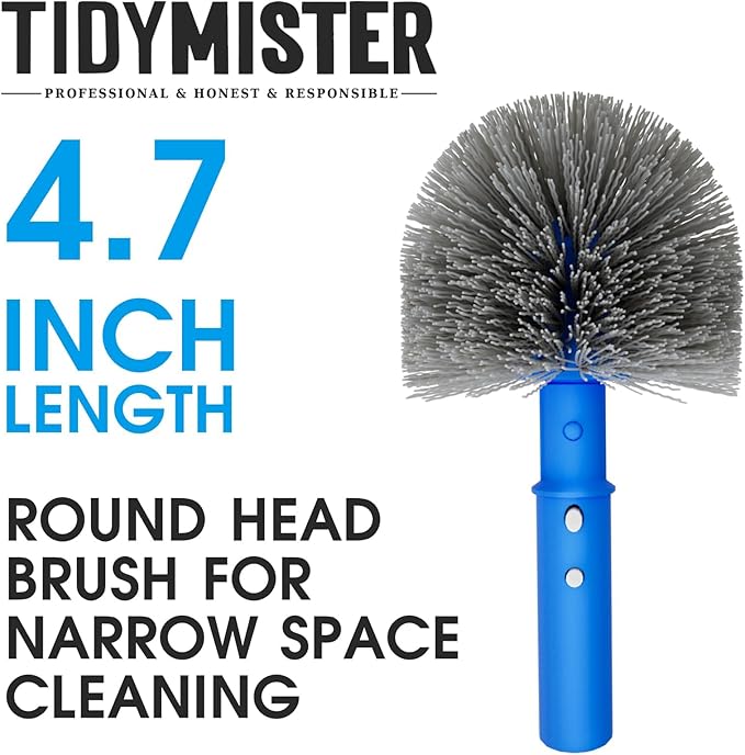 TidyMister Small Pool Brush Head for Cleaning Narrow Corners Steps, Stiff Wavy Bristles Round Brush Scrubber for Above Ground & Inground Pools, Cobweb Brush