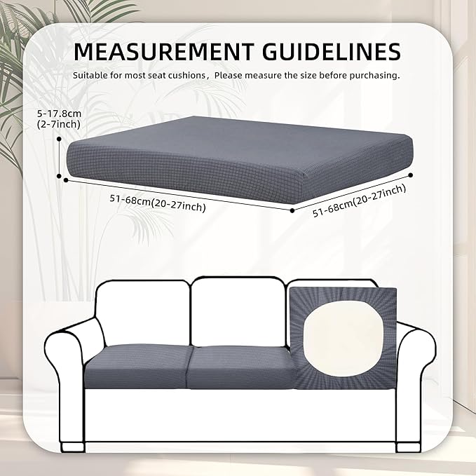 BIETYONE 8Pcs Stretch Patio Cushion Covers,Outdoor Couch Covers Replacement,Outdoor Couch & Sofa Slipcovers,for Patio Furniture Cushion Covers,Washable Reusable Furniture Protector (Grey,Cover Only)