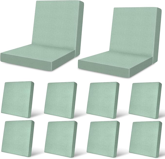 pickyNproud 12Pcs Patio Cushion Covers Stretch Outdoor Couch Cushions Slipcovers Replacement Washable Furniture Protector with Elastic Bottom Sofa Chair Seat Cover, Aqua Green