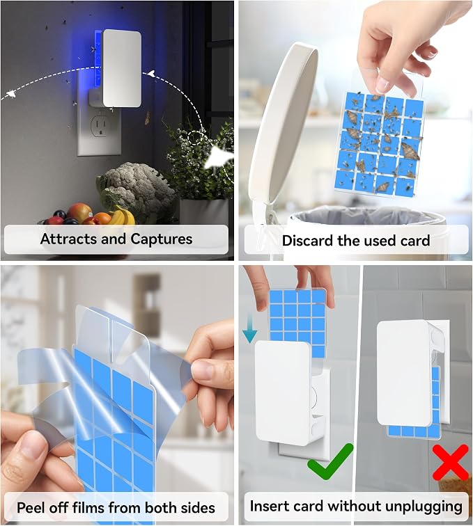 Upgraded 5 PCS Double-Sided Adhesive Card Refills for Replacement | Compatible with Flying Insect Trap Device N386A-Pro (Replacement Refills Only)