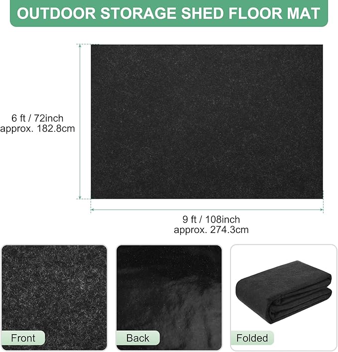 M METERXITY Outdoor Storage Shed Mat, 6x9 FT Waterproof Small Shed Flooring Mat for Patio Furniture Floor Protecting from Wear/Liquid/Dust/Oil, Non-Slip Carport Pad [Grey]