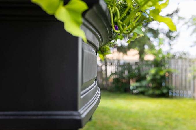 Mayne Nantucket 3-Foot Window Box – Self-Watering, Weather-Resistant Planter for Flowers – Durable Design for Outdoor Use, Perfect for Windows