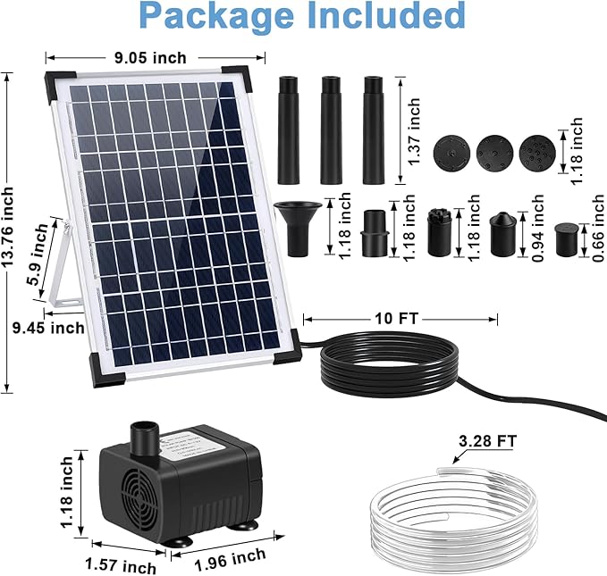 Solar Fountain Pump 12W Solar Water Fountain With 3 Spray Nozzle Solar Powered Water Pump 132 GPH Solar Pond Pump for Outdoor Garden Water Features