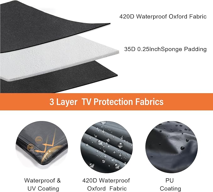 Outdoor TV Cover - All-Weather Waterproof Universal for 60 to 65 Inch TVs