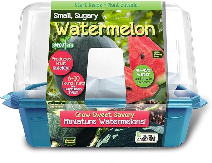 Unique Gardener Grow Your Own Watermelons, Premium Plant Seeds for Indoor Planting & Outdoor Gardening, Mini Live Sweet & Delicious Watermelon Plants Weigh 6-10 lbs, Just Add Water