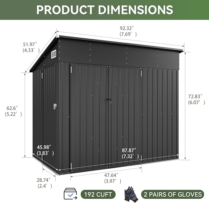 Outdoor Storage Shed, Metal Garden Tool Shed with Sloping Roof & Lockable Door for Patio Lawn Backyard (Brown, 10x8FT)
