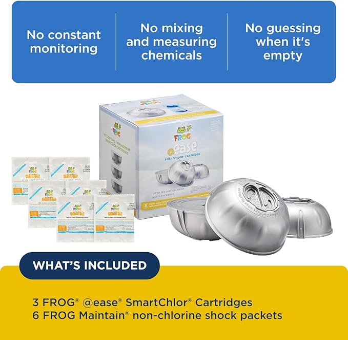 FROG @Ease Replacement SmartChlor Cartridge 3 Pack with 6 Pack of Maintain for use with Hot Tub FROG @Ease Floating System - Hot Tub Sanitizer System Supports Less Chlorine Use