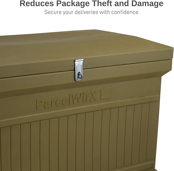 RTS Home Accents ParcelWirx Premium Horizontal Storage Cabinet/Lockable Package Delivery Box with Hinged Lid, Oak