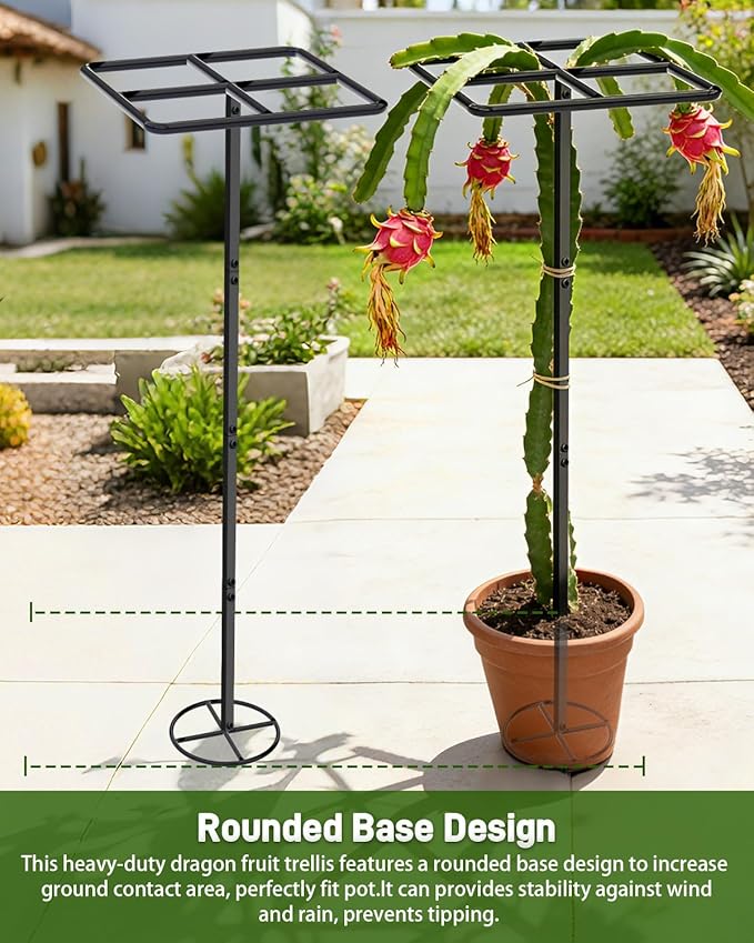 66''×16'' Heavy-Duty Metal Dragon Fruit Trellis, Adjustable Gardening Support Stand for Vertical Climing Plants,Trees,Cactus Garden Outdoor Indoor Potted Support