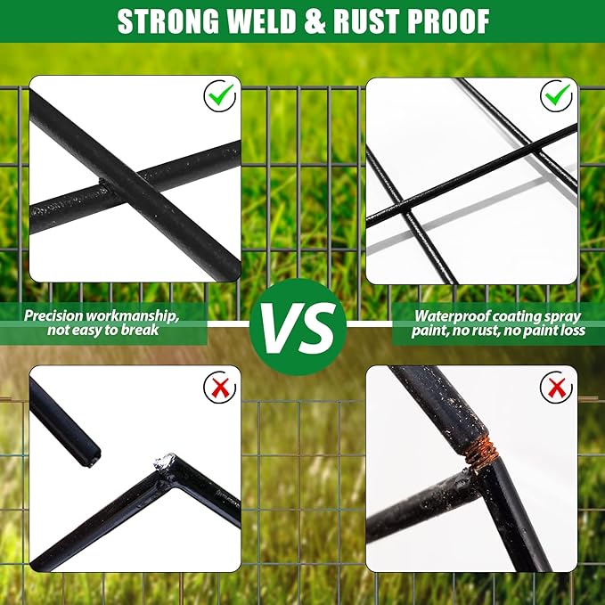 30 Pack Decorative Garden Fence Total 32.5ft (L) x 24in High 1.44" Gap Metal Wire Rustproof Small Animal Barrier Fence Easy Assembly Patio Yard Seedlings Protection Fencing Border Black