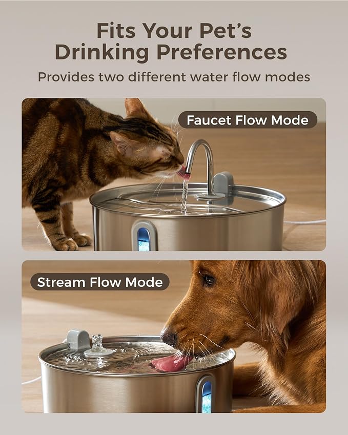 Smartoo Dog Water Fountain for Large Dogs 7L/236oz Stainless Steel Dog Water Bowl Dispenser Automatic Cat Water Fountain with Deeper Drinking Area, Multi-Filtration Pet Fountain with 6 Filters