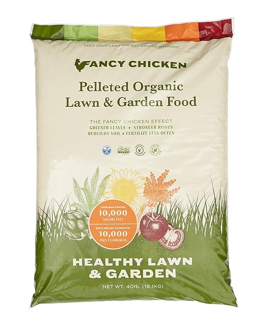 Fancy Chicken 40lb All-Purpose Organic Lawn & Garden Food, 100% Dried Pelleted Poultry Manure Fertilizer (Covers up to 10,000 sq ft)