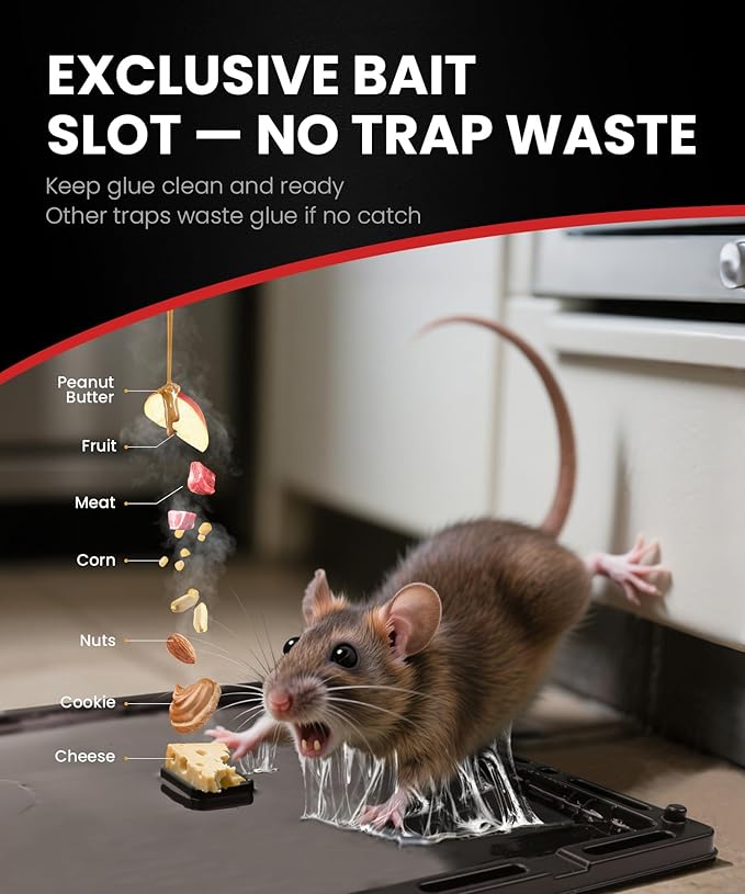 Wowcatch Jumbo Rat, Snake & Mouse Glue Traps - 6 Pack Extra Large Heavy Duty Sticky Traps Indoor for Home, Strong Adhesive Plastic Tray for Rodents, Non-Toxic Pest Control for House & Garage