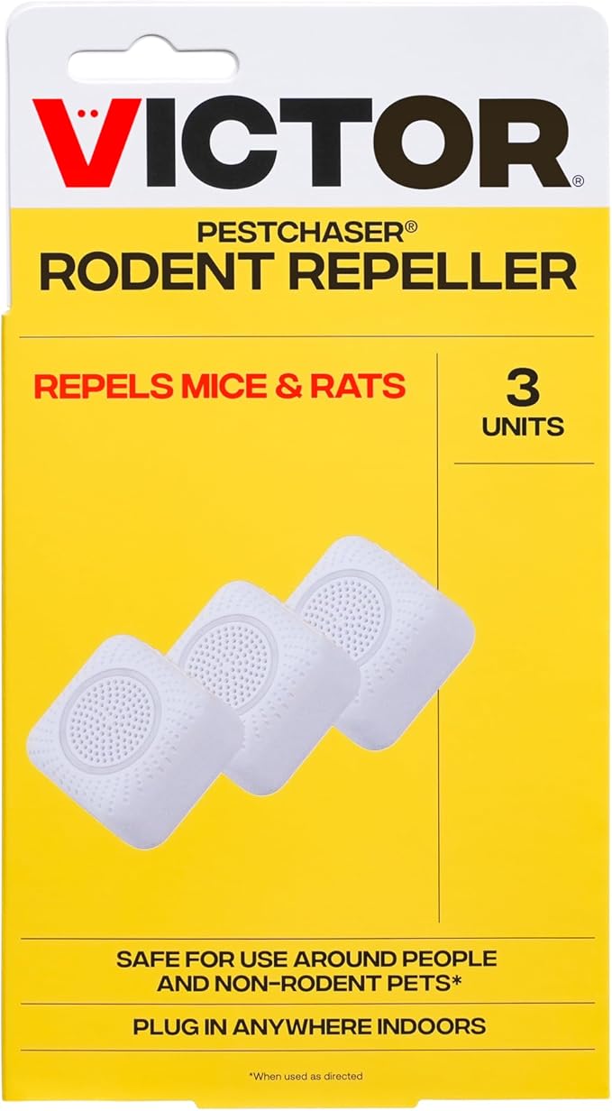 Victor PestChaser Indoor Ultrasonic Rodent Repellent with Nightlight - 3 Pack Rodent Repeller Mouse Deterrent Plug In Devices - Repels Mice Indoors - M753K