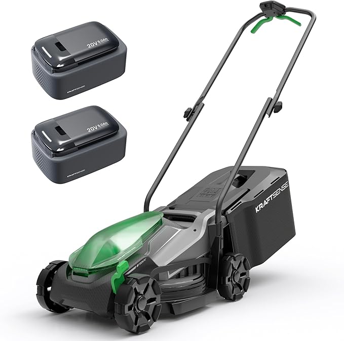 14" Cordless Lawn Mower, 40V Lightweight Push Mower with 2×5.0Ah Battery, Ultra-Quiet Motor for Small Yards, Lawn Care, Backyard Maintenance