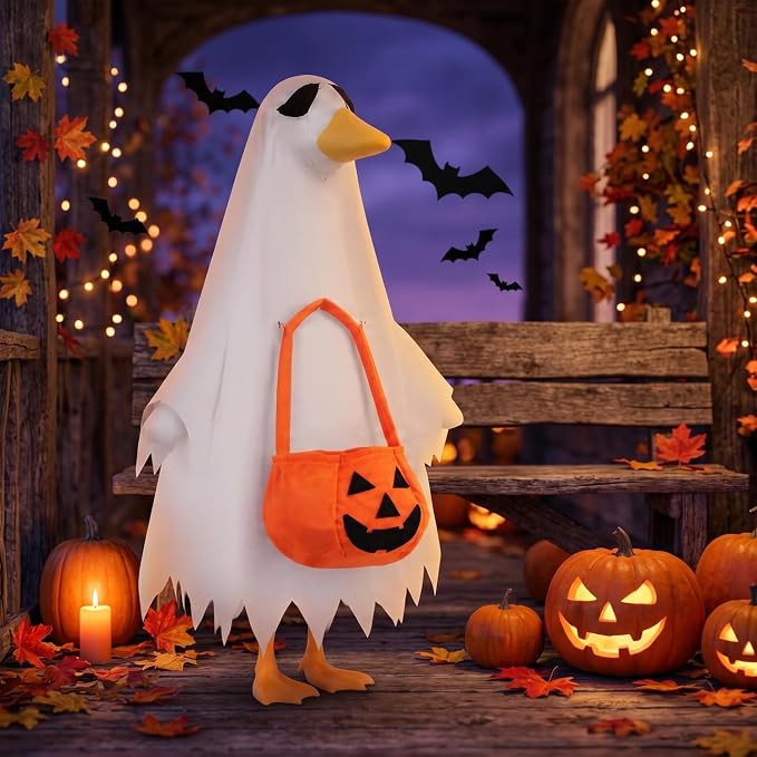 Halloween Porch Goose Outfits Clothes, Pumpkin Party Decor Gifts Lawn 23 inch Porch Goose Costume Clothing for Patio Yard