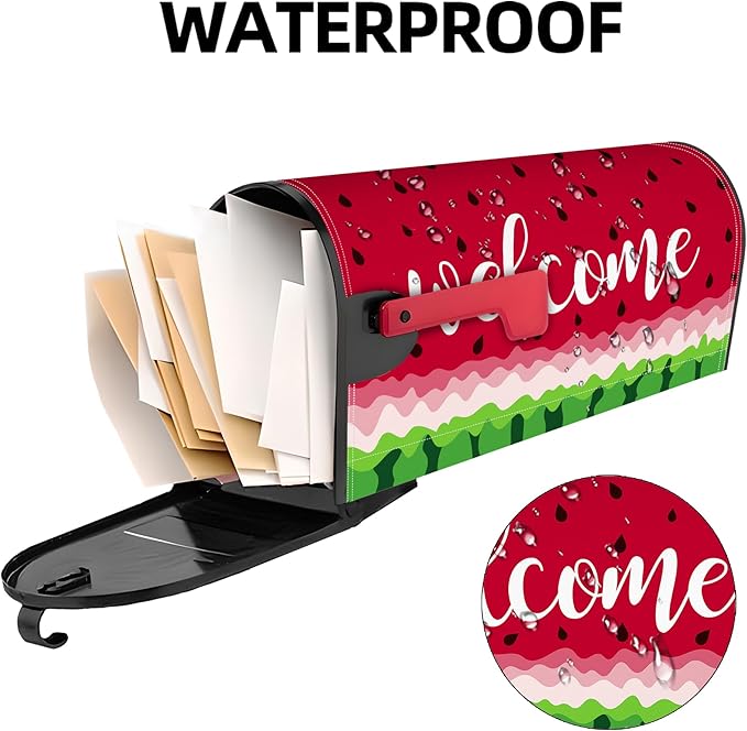 Watermelon Mailbox Covers Magnetic Summer Watermelon Mailbox Cover Seasonal Post Letter Box Cover for Garden Yard Decor 21x18 Inch