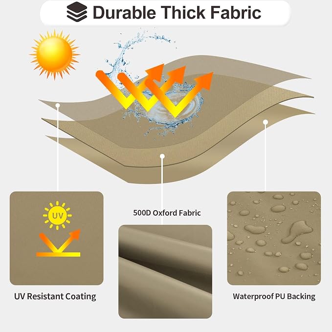 PureFit Outdoor Chaise Lounge Cover, Lounge Chair Covers Waterproof Patio Furniture Lounge Chair Cover, UV Resistant & Weatherproof, 2 Pack, 84" L x 32" W x 32" H Inches, Camel