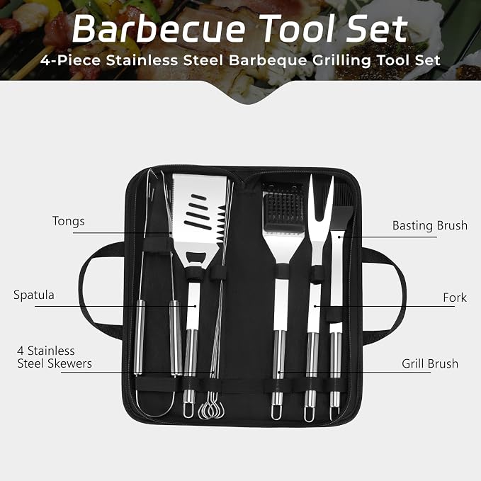 MAISON HUIS Small Charcoal Grill, Portable Tabletop BBQ Smoker for Outdoor Camping,Mini Grill with 9-Piece Stainless Steel Grill Tool Set for Tailgating Hiking Picnic (Green Kit)