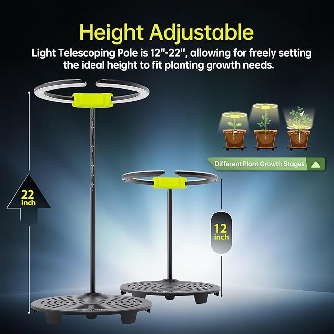 Saturn480 48W Under Canopy LED Grow Light, Full Spectrum Grow Lights for Indoor Plant Seeding/Veg/Bloom, Adjustable Height 12''-22'', 3-in-1 Controller Plant Light for 2x4ft Indoor Growing