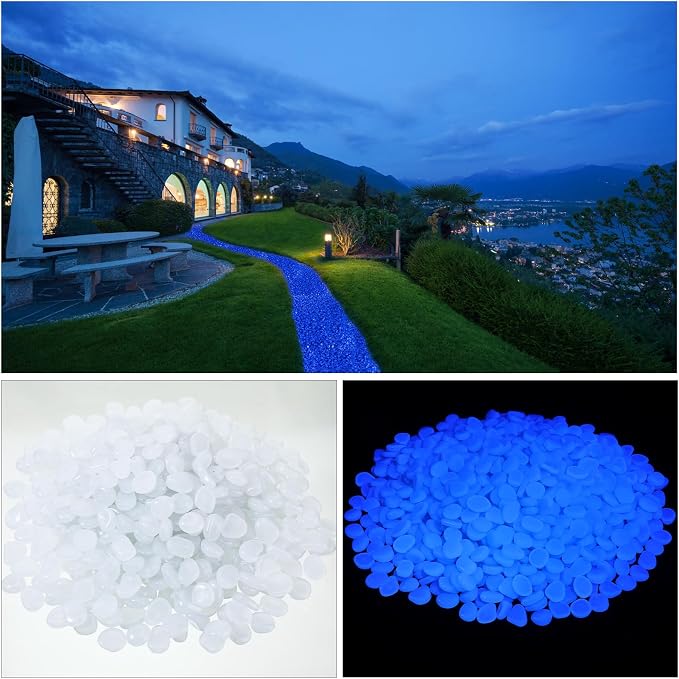 Sasylvia 3000 Pcs Glow in The Dark Rocks 1 Inch Glow Rocks 12.6 LB Garden Glow in The Dark Stone Outdoor Glow in The Dark Pebbles for Landscaping Walkway Pathway Backyard Fish Tank Plant (White)