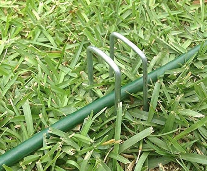 AAGUT Garden Stakes Pins Landscape Staples 6 Inch 11-Gauge Galvanized Lawn Stake for Dog Fence, Weed Barrier Fabric, Ground Cover, Irrigation Tubing Soaker Hose, Chicken Wire