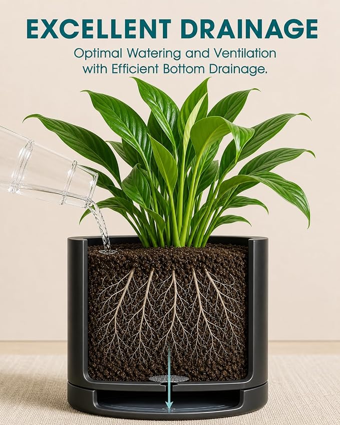 vancasso Ceramic Plant Pots, 3 Piece Planters for Indoor Plants, 4.25+5.25+6.25 Inch Flower Pots with Drainage, Plant Pots Indoor for Succulent, Pothos, Snake Plant and Money Tree, Etc (Black)