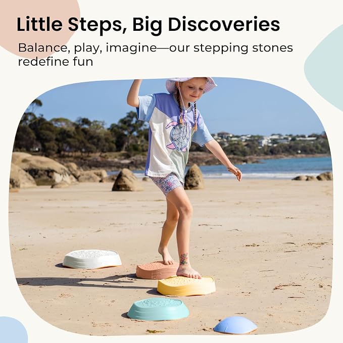 Tiny Land Stepping Stones for Kids, 5pcs Non-Slip Toddler Stepping Stones, Sensory Stepping Stones for Promoting Toddler's Balance & Coordination Skills, Stepping Stones for Toddlers 3-5