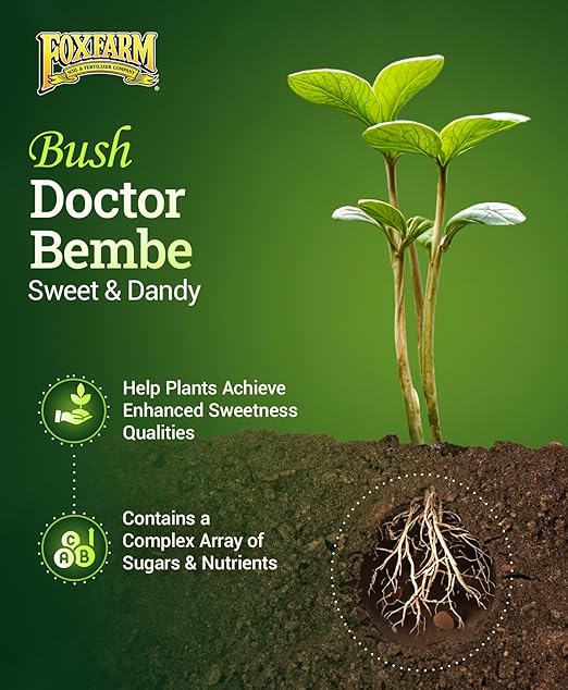 FoxFarm Bush Doctor Bembé Sweet & Dandy Liquid Plant Fertilizer - Complex Nutrient Blend - 0-1-3 PK Fertilizer for In-Ground & Hydroponic Gardens - 1 Gallon