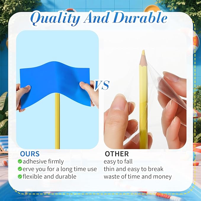 Yexiya 6 Pcs PVC Pool Repair Patches 8.45x5.51 Inch - Heavy-Duty Vinyl Adhesive Patch Kit for Above Ground Pools, Air Mattress, Inflatable Boats, Tents(Basic,Light Blue)