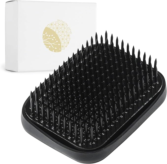 Wazakura Japanese Black Ikebana Kenzan Flower Holder Rectangular Square, Made in Japan Floral Arranging Pin Frog Tool - 2.6 in (68mm), Black
