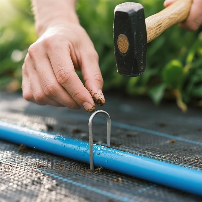 MySit 12 Inch 100 Pack Heavy Duty U Shaped Garden Stakes, 11 Gauge Galvanized Fence Stakes Landscape Staples Metal Yard Stakes for Ground, Drip Hose, Inflatables, Outdoor Decorations