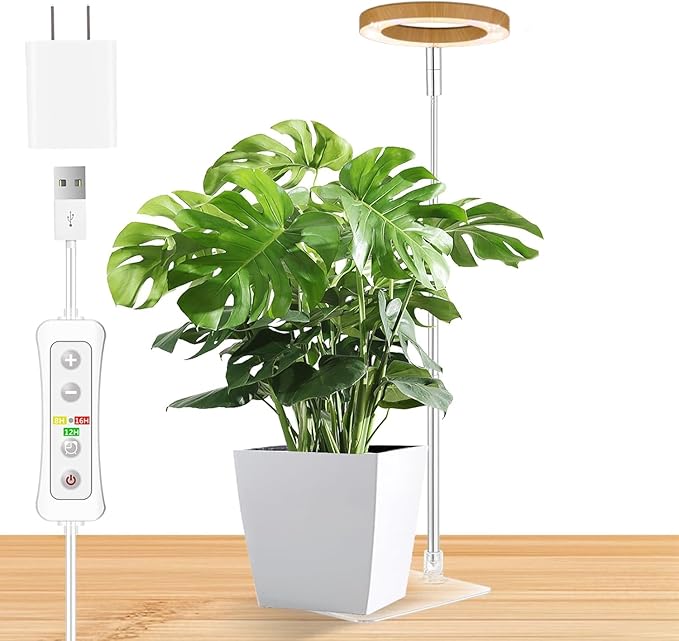 yadoker Plant Grow Light, LED Growing Light Full Spectrum for Indoor Plants,Height Adjustable, Automatic Timer, 5V Low Safe Voltage,Idea for Small Plant Light