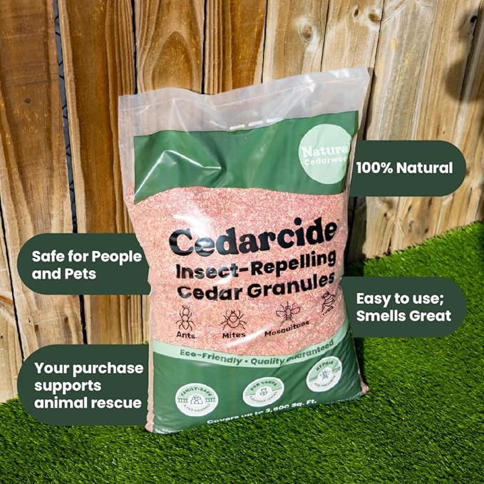 Cedar Lawn Patio Granules | Use on Fleas, Ticks, Ants, Spiders & Mosquitoes | Smells Great, Easy to Use | Family & Pet Safe | 1 Bag (8 Lbs)