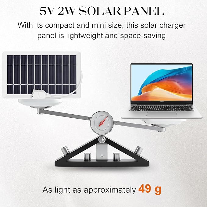 5V 5W USB Solar Panel Charger, Portable Solar Panel Kit for Camera, Cell Phone Charging, Camping, Hiking, Outdoor Travel (White 1pcs)