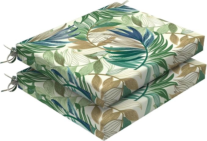 DYTXIII Set of 2 Outdoor Chair Cushions, Water Resistant 18.5"x16"x2" Square Seat Cushion for Patio Dining Chairs, High-Density Replacement Pads for Indoor Outdoor Furniture - Lush Leaf Green