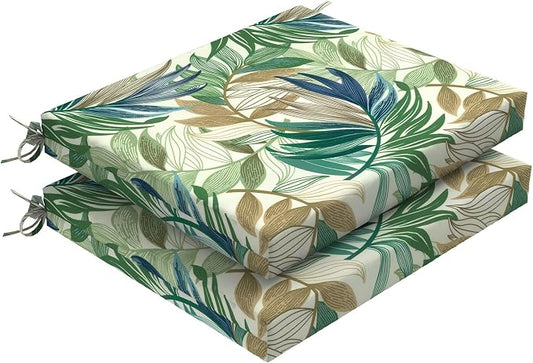 DYTXIII Set of 2 Outdoor Chair Cushions, Water Resistant 18.5"x16"x2" Square Seat Cushion for Patio Dining Chairs, High-Density Replacement Pads for Indoor Outdoor Furniture - Lush Leaf Green