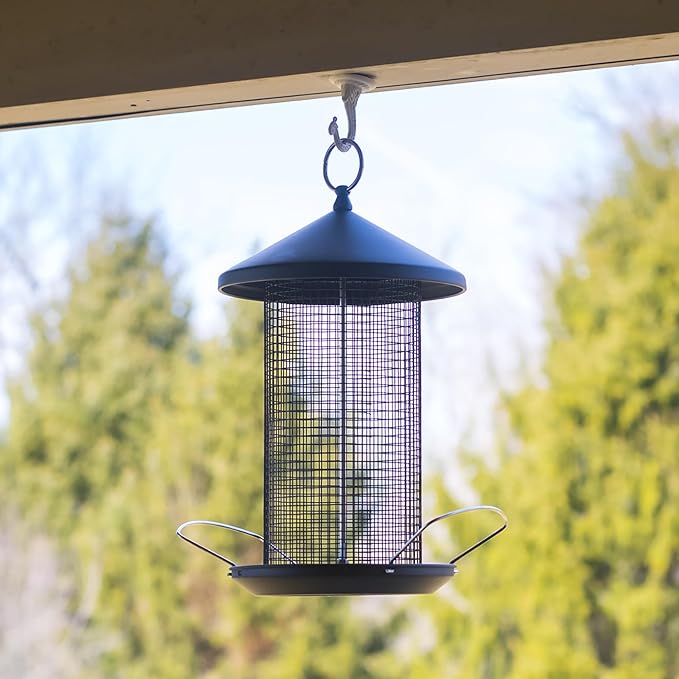 Cottage Garden 12 inch Matte Black Heavy Duty Mesh Metal 3 Lb. Secure Cap Cover Nut Bird Feeder