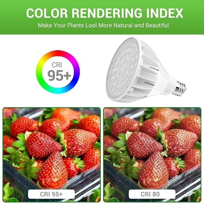 RDJ Bouns Grow Light Bulbs for Indoor Plants, E26 Base, 26W 3422LM (300 Watt Equiv), High PPFD with Optical Lens, CRI98, Seeds and Greens,LED Plant Light Bulb for Growing, Gifts for Gardening Lovers