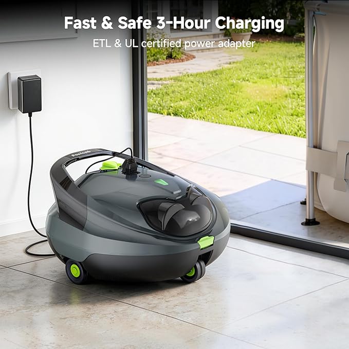 Pooloob PF1 Cordless Pool Vacuum Cleaner Robot: 150 Min Runtime, Triple Layer Filtration, Floor Only Cleaning for Above/In Ground Pools up to 1345 Sq.Ft, Includes Floating Buoy with 8Ft Tether