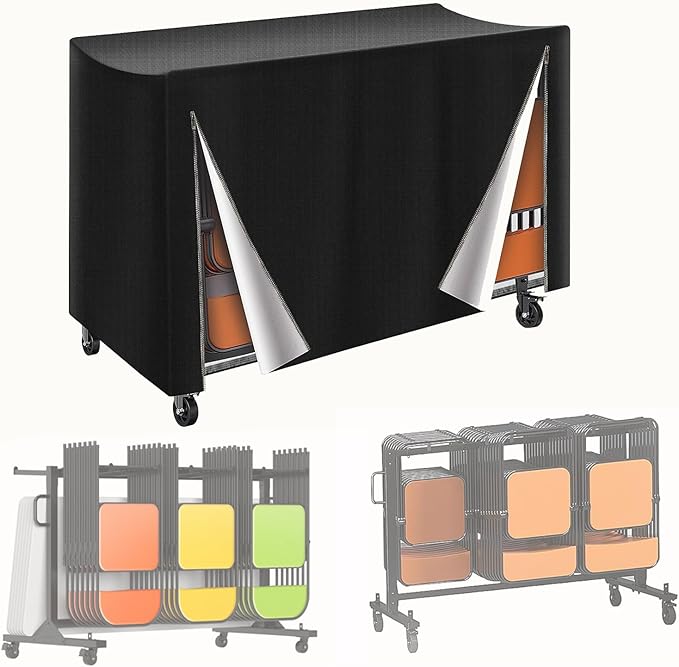 Folding Chair Rack Cover for VEVOR, Waterproof Folding Chair Storage Covers Metal Chairs Rack Cover- 73” L x 35" W x 42" H, Black