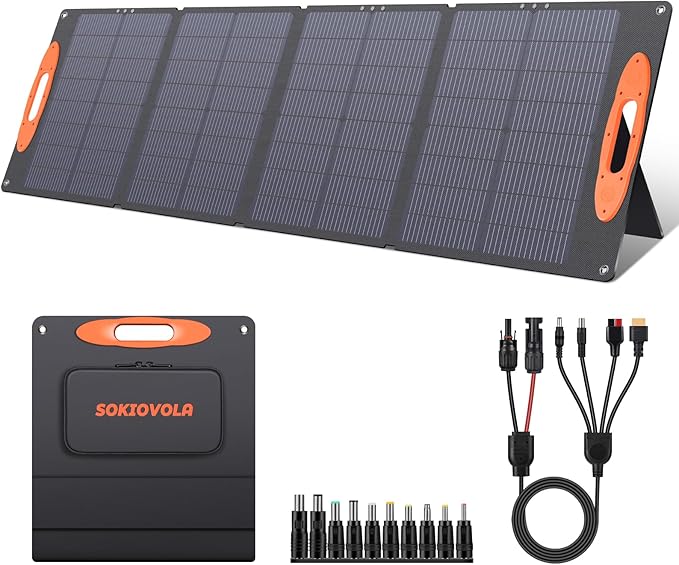 SOKIOVOLA N-Type 16BB 120W Portable Solar Panel for EF/Jackery/Bluetti/Anker Power Station 25% High Efficiency Foldable Solar Panel Charger with QC3.0 USB-A &Type-C Output IP68 for Outdoor Camping RV