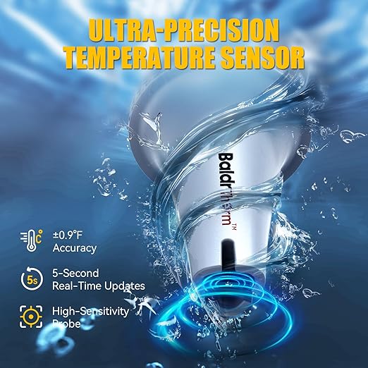 Pool Thermometer Digital Floating Easy Read, Anti-Fog 360° Reading with Indoor Temperature Humidity Monitor, IPX7 Water Temperature Monitor for Hot Tub/Ice Bath/Swimming Pool/SPA/Aquarium/Pond
