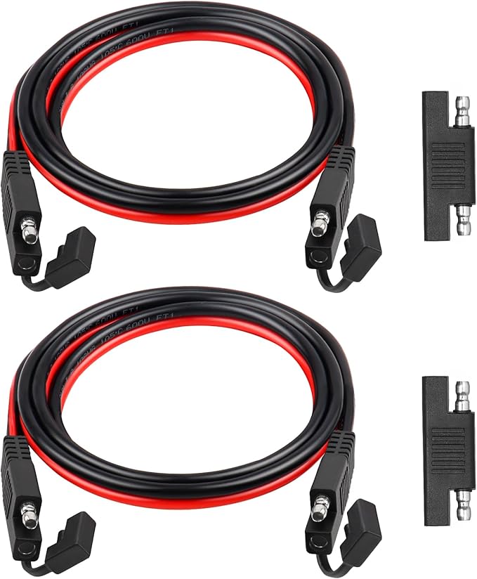 XRDS -RF SAE Extension Cable 3FT 2PCS– Heavy Duty 10AWG Tinned Copper Wire with SAE Battery Cable Terminal Connectors for Automotive, RV, Marine, and Solar Applications.