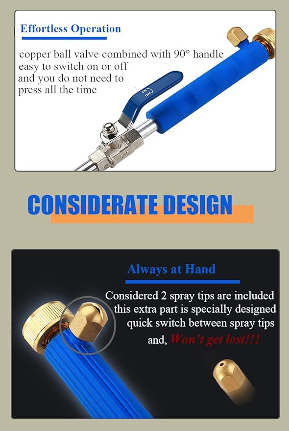 Shayee High Pressure Power Washer Wand for Garden Hose with Jet Nozzle and Fan Nozzle Hydro Jet Power Sprayer for Car Washing or Garden Cleaning Made of Durable Metal