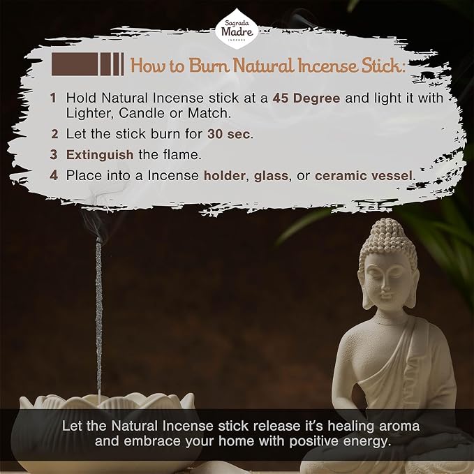Sagrada Madre 8 pcs Wildly Harvested Thick - Natural Copal Incense Sticks, 9” Long - Eco Friendly, Aromatic Non Toxic Incense Sticks (1hr Burning Time) to Heal & Purify Your Body and Surroundings