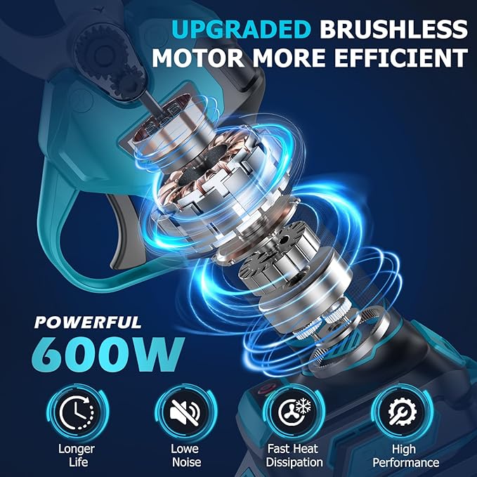 Electric Pruning Shears Brushless, Bamse Cordless Pruner Shears with 2 Batteries 2.0Ah, LCD Display Electric Pruner, for Branch, Fruit Plucking and Tree Trimming