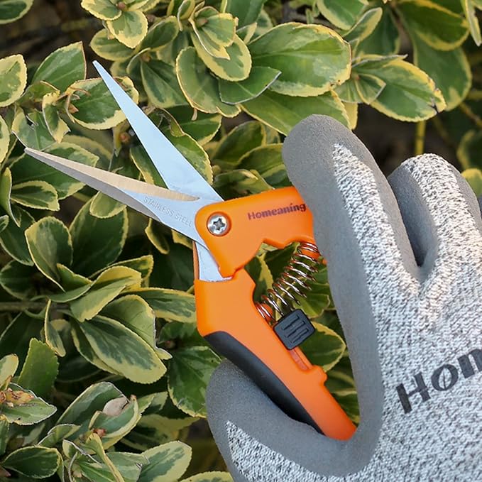 3 Packs Garden Pruning Shears with Straight Blades Trimming Scissors, Gardening Hand Pruning Snips Titanium Coated Precision Bonsai Pruning Shears, Convenient Flower Cutters (Orange)