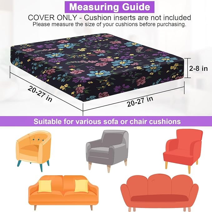 pickyNproud 8Pcs Patio Cushion Covers Stretch Outdoor Couch Cushions Slipcovers Replacement Washable Furniture Protector with Elastic Bottom Sofa Chair Seat Cover, Deep Purple