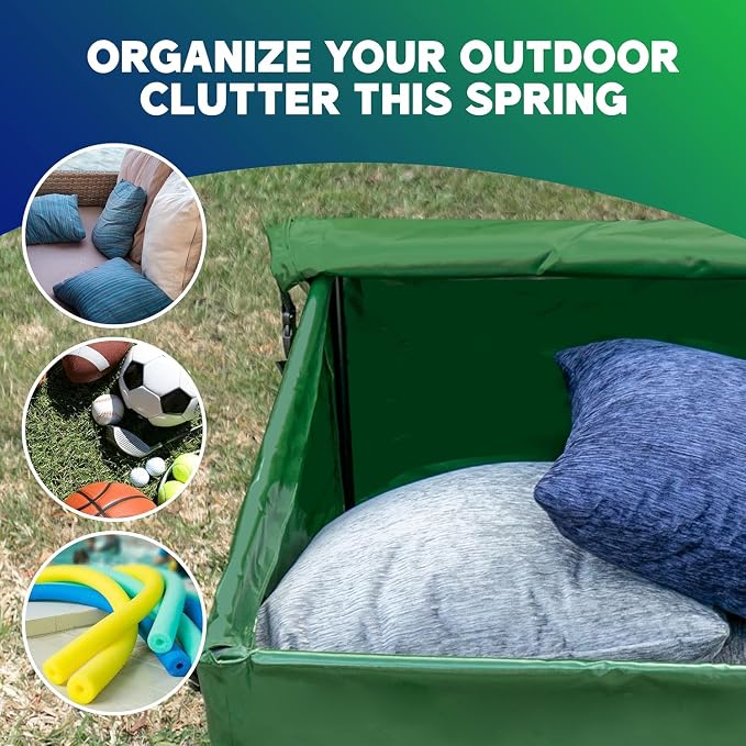YardStash 143 Gallon Waterproof Deck Box, Portable Outdoor Storage Box for All Weather Tarpaulin Deck Box, Perfect for the Boat, Yard, Patio, or Camping – 143 Gallon, XL Green
